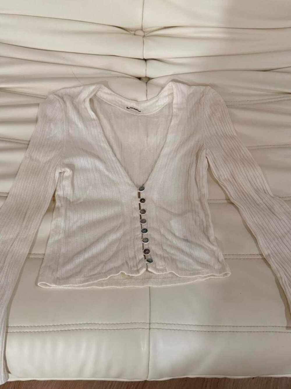 Reformation white cardigan XS